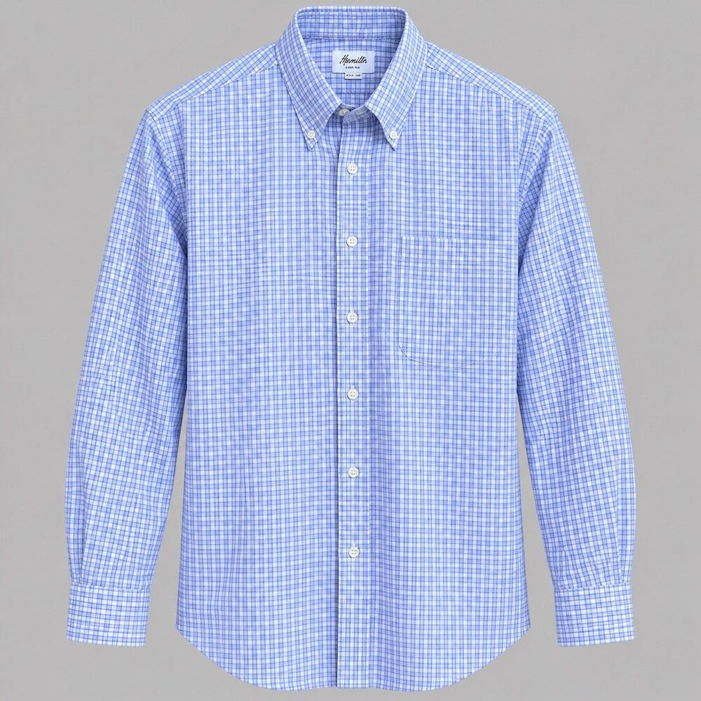 Hamilton Shirts 1883 Men's L Purple  Plaid Long Sleeve Button Down Shirt Luxury